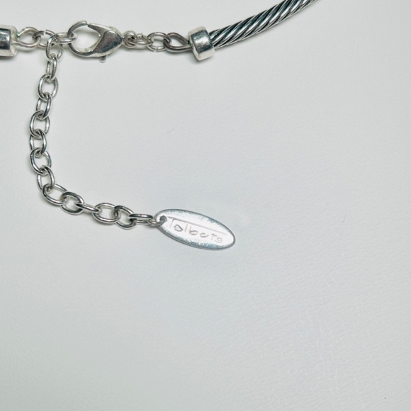 Vintage Talbots Silver Tone Twisted Pattern Wire Choker Necklace Circle Pendant - Picture 10 of 11